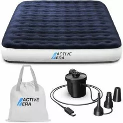 Matelas Gonflable Avec Pompe à Air Rechargeable Et Pompe à Pied, 2 Personnes, Pompe à Air, Sac De Transport Inclus - 150 X 203 X 22 Cm Active Era