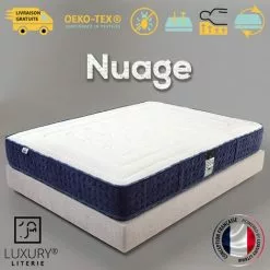 LUXURY LITERIE Matelas 140x190 Cm, Hauteur 24 Cm, Nuage, Mémoire De Forme, 10 Zones De Confort, Indépendance Du Couchage, Réversible, Orthopédique