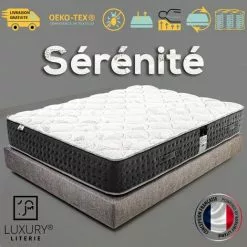 LUXURY LITERIE Matelas 90x190 Cm, Hauteur 27cm, Ressorts Ensachés Mousse Haute Densité, Ferme, Sérénité