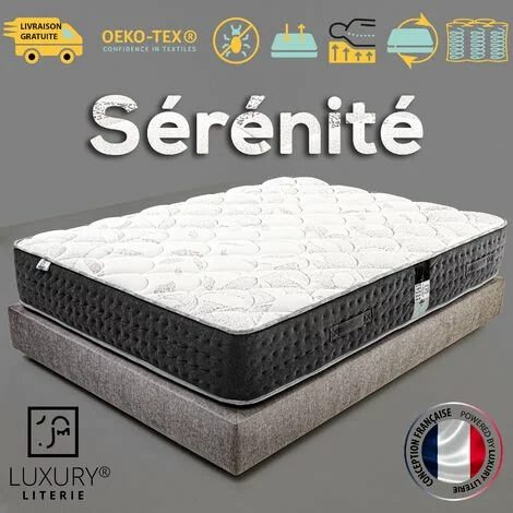 LUXURY LITERIE Matelas 90x190 Cm, Hauteur 27cm, Ressorts Ensachés Mousse Haute Densité, Ferme, Sérénité 1 LUXURY LITERIE Matelas 90x190 Cm, Hauteur 27cm, Ressorts Ensachés Mousse Haute Densité, Ferme, Sérénité