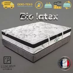 LUXURY LITERIE Matelas 90x190 Cm, Hauteur 26 Cm, Bio Latex, Latex, 10 Zones De Confort, Indépendance Du Couchage, Réversible, Haute Densité, Orthopédique