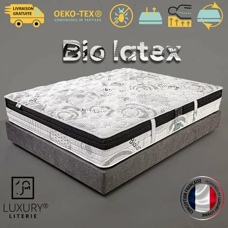 LUXURY LITERIE Matelas 90x190 Cm, Hauteur 26 Cm, Bio Latex, Latex, 10 Zones De Confort, Indépendance Du Couchage, Réversible, Haute Densité, Orthopédique 1 LUXURY LITERIE Matelas 90x190 Cm, Hauteur 26 Cm, Bio Latex, Latex, 10 Zones De Confort, Indépendance Du Couchage, Réversible, Haute Densité, Orthopédique
