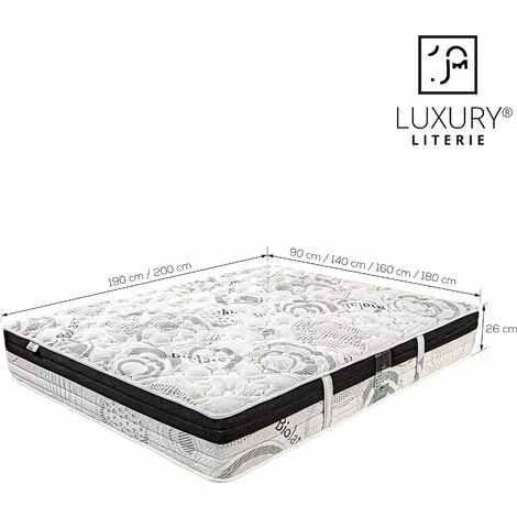LUXURY LITERIE Matelas 90x190 Cm, Hauteur 26 Cm, Bio Latex, Latex, 10 Zones De Confort, Indépendance Du Couchage, Réversible, Haute Densité, Orthopédique 2 LUXURY LITERIE Matelas 90x190 Cm, Hauteur 26 Cm, Bio Latex, Latex, 10 Zones De Confort, Indépendance Du Couchage, Réversible, Haute Densité, Orthopédique – Image 2