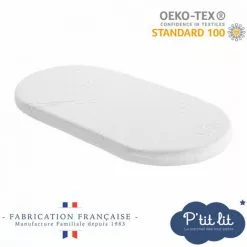 PTIT LIT P'tit Lit - Matelas De Couffin Bamboo - 72x32 Cm - Viscose Douce Et Soyeuse Pour Bébé - Idéal Landau Nacelle Et Berceau - Réversible - Déhoussable - Fabrication Française -Matelas Boutique 61180284 4