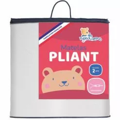 LES NOURSONS Matelas Pliant Bébé - 60x120cm - Matelas De Voyage - Déhoussable - Confortable - Garantie 2 Ans - Fabrication Française - Blanc