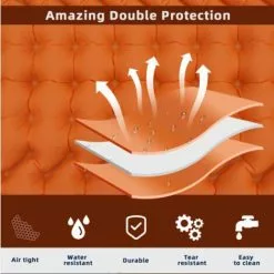 ELLE Matelas De Camping Avec Pompe À Pied, Matelas De Couchage À Air D'Épaisseur Améliorée, Matelas De Randonnée Avec Oreiller, Matelas À Air Ultra Léger Pour Camping, Tente, Randonnée 2Pcs Orange -Matelas Boutique 61332890 3