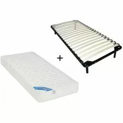 VENTE-UNIQUE.COM Ensemble Cadre à Lattes + Matelas Ressorts Ensachés 5 Zones CESAR De DREAMEA ép.21 Cm - 90 X 200 Cm - Noir
