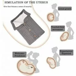 FOZIY Gigoteuse Bébé Tricotée Couverture Bébé Emmailloter Poussette Sac De Couchage Gants Ensemble En Laine D'agneau Avec Boutons Pour Bébé 0-12 Mois，Fonepro -Matelas Boutique 63839367 4