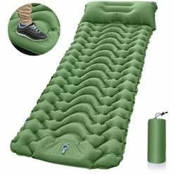 QERSTA Tapis De Camping Ultraléger Avec Oreiller, Matelas Gonflable, Lit D'extérieur, Imperméable, Pour Randonnée Et Trekking