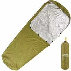 ASUPERMALL Sac De Couchage D'urgence Léger Imperméable à L'eau Thermique Couverture D'urgence équipement De Survie Pour Aventure En Plein Air Camping Randonnée Sac à Dos, Vert