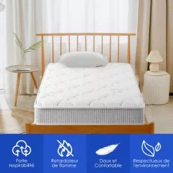 AIIBOT Matelas 90x200 Matelas Ressorts Ensachés Avec 7 Zones Matelas à Haute Élasticité Hypoallergénique Et Respirant -Matelas Boutique 66331438 4