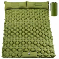 QERSTA Double Matelas De Couchage De Camping, Coussin De Camping Gonflable Presse-pieds Ultraléger 2 Personnes Tapis De Camping Avec Oreiller Pour Camping Randonnée Voyage Sac à Dos Tente Et Vanlife