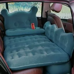 QERSTA Matelas Gonflable Voiture SUV Avec Pompe, Lit Gonflable De Voyage, Coussin De Siège Arrière De Voiture Pour Des Enfants, Confortable Surface Floquée Pour Camping Voyage (Bleu)